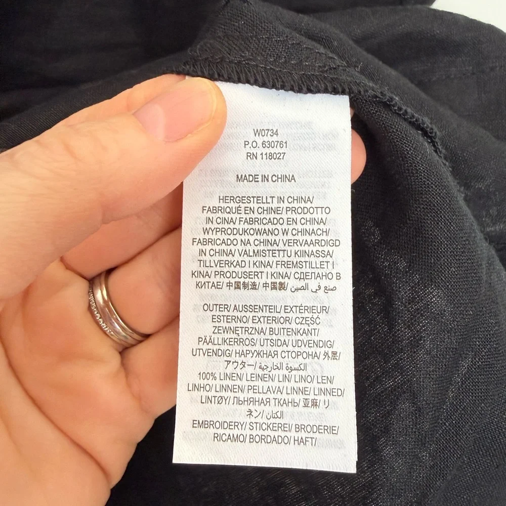 NWOT Boden Fleur Black Linen Embroidered Blouse - Picture 9 of 11